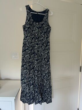 Ilana Kohn Sleeveless Navy and White Printed Dress